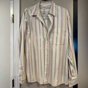 Zara Men's Pastel Striped Button Down Shirt